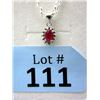 Image 1 : .60 CT Ruby & Diamond Sterling Silver Pendant