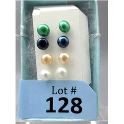 4 Pairs of .925 Sterling Silver  Pearl Earrings