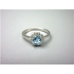 Sterling Silver Blue Topaz Solitaire Ring