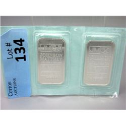 Two 1 Oz. .999 Fine Silver Johnson Matthey Bars