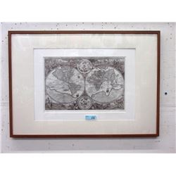 Large Wood Framed Petrus Plancius Map