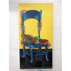Signed Original Painting of Chair by Cuban Artist
