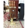 Image 1 : 6 Piece Fireplace Tool Set on Brass Stand