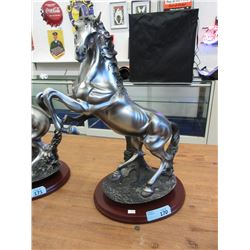 22 Inch Tall Rearing Horse Statue - 12" wide base