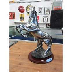 23 Inch Tall Rearing Horse Statue - 12" wide base