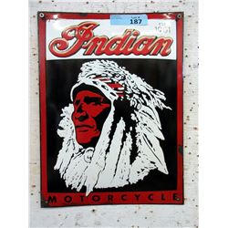 Vintage Porcelain 12 x 16" Indian Motorcycle Sign