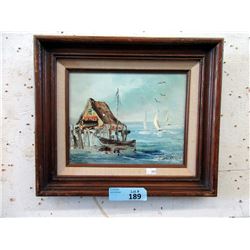 Vintage Van Gores Wood Framed Oil Painting