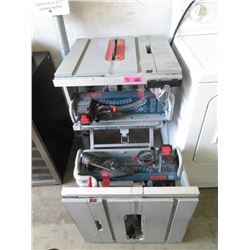 2 Bosch Table Saws & 1 Folding Bench