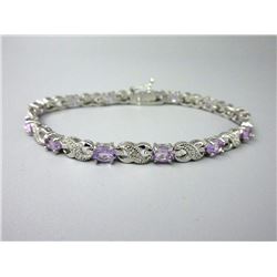 6.02 CT Amethyst & Diamond Tennis Bracelet