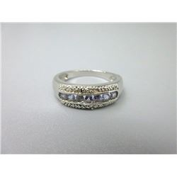 Diamond & Tanzanite Channel Set Ring