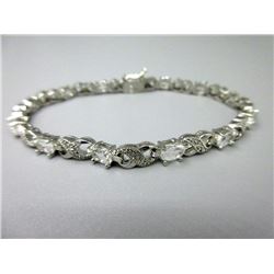 6.84 CT White Topaz & Diamond Tennis Bracelet