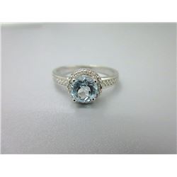 Baby Blue Topaz & Diamond Solitaire Ring