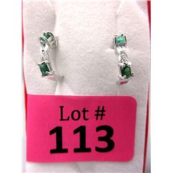 New Emerald & Diamond 1/2 Hoop Earrings