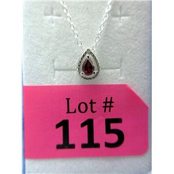 Garnet & Diamond Sterling  Silver Pendant