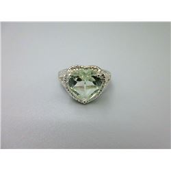 Green Amethyst & Diamond Sweetheart Ring