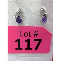 New Amethyst & Diamond Sterling Silver Earrings