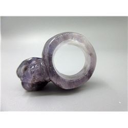Genuine Amethyst Hand Carved Skull Ring