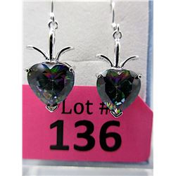 New Large Mystic Topaz Heart Dangle Earrings