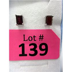 New Sterling Silver Garnet Stud Earrings