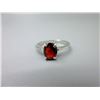 Image 1 : Sterling Silver Oval Garnet Solitaire Ring