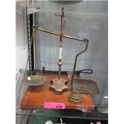 Vintage Scale with Weights and Paper Cutter