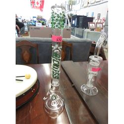 New 22" Tall Glass Bong with Green Accents