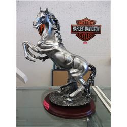 22 Inch Tall Rearing Horse Statue - 12" wide base