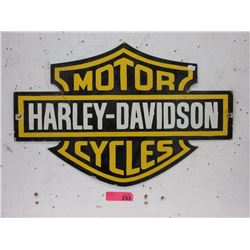 Vintage Yellow Harley Davidson Porcelain Sign