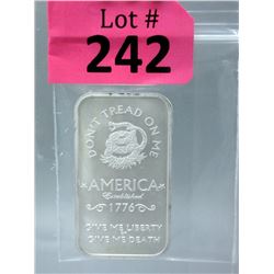 1 Oz. "Don't Tread on Me" .999 Silver Bar