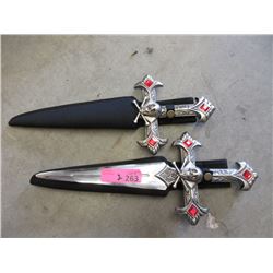 2 New Stainless Steel Knives with Sheaths