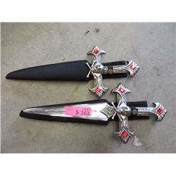 2 New Stainless Steel Knives with Sheaths