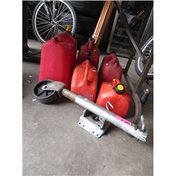 5 Gas Cans & a Marine Wheel