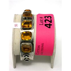 Vintage Faceted Amber Glass Cuff Bracelet