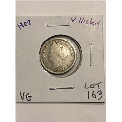 1902 Liberty Head V Nickel Very Good Grade Nice Early US Coin