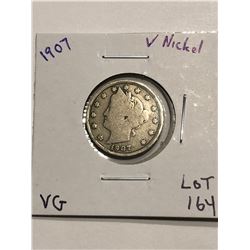 1910 Liberty Head V Nickel Very Good Grade Nice Early US Coin