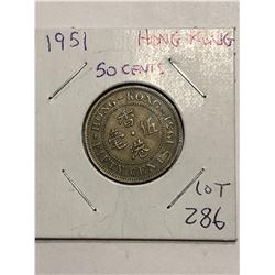 1951 Hong Kong 50 Cents Nice Coin