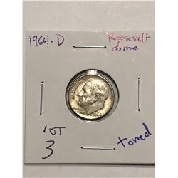 1964 D Silver Roosevelt Dime Beautiful Toning MS High Grade