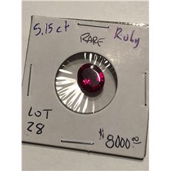 Rare HUGE 5.15 Carat Investment *GEM QUALITY* RUBY Oval Cut Transparent