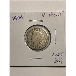 1904 Liberty Head V Nickel Nice Early US Coin