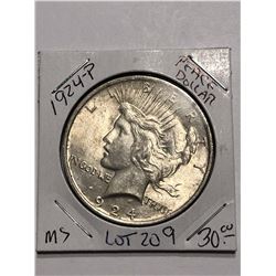 1924 P Silver Peace Dollar MS High Grade Nice Early US Coin