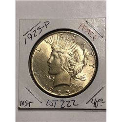 1925 P Silver Peace Dollar Rare MS+ High Grade Nice Early US Coin