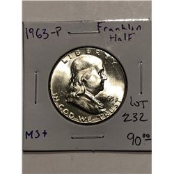 Beautiful 1963 P Silver Franklin Half Dollar Brilliant Uncirculated MS+ High Grade