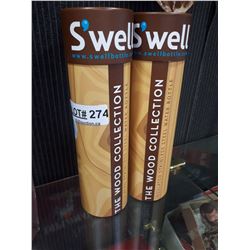 PAIR OF SWELL BOTTLES, WOOD COLLECTION