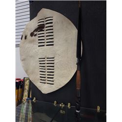 HAND CARVED WOODEN SPEAR & SHEILD