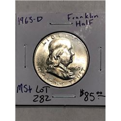 1963 D Franklin Silver Half Dollar MS  High Grade