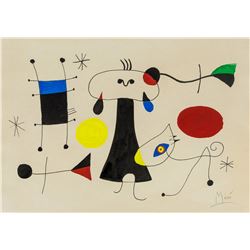 Joan Miro Spanish Surrealist Mixed Media on Paper