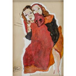 Egon Schiele Austrian Expressionist School Gouache