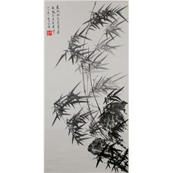 Ge Kun Modern Chinese Watercolor Bamboo Scroll