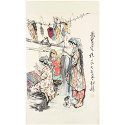 Huang Zhou 1925-1997 Chinese Watercolor Scroll