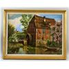 Image 1 : Oil on Canvas Watermill House Landscape Dated 39